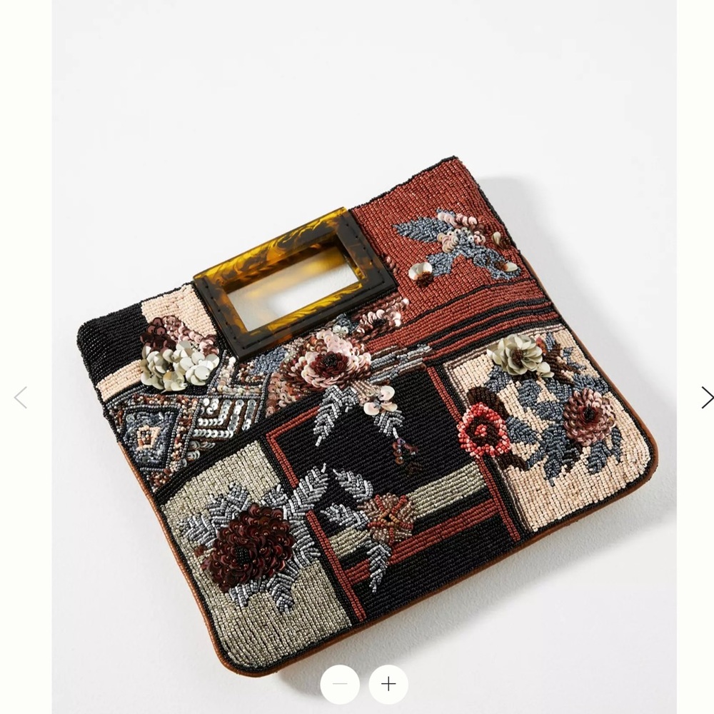 Anthropologie Beaded Floral Clutch
